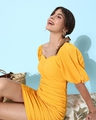 Shop Women's Yellow Puff Sleeve Dress-Design