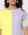 Shop Women's Yellow & Purple Color Block Relaxed Fit Short Top