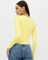 Shop Women's Yellow Rayon V-neck Long Sleeve Top-Design