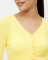 Shop Women's Yellow Rayon V-neck Long Sleeve Top