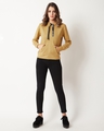 Shop Women's Yellow Relaxed Fit Hold The Edge Twill Hooded Sweatshirt