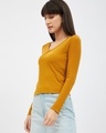 Shop Women's Yellow Ribbed Full Sleeve Top-Design