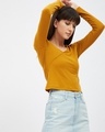 Shop Women's Yellow Ribbed Full Sleeve Top-Full