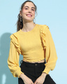 Shop Women's Yellow Ruffled Short Top-Front