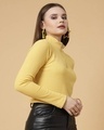 Shop Women's Yellow Waffle Knitted Short Top-Design