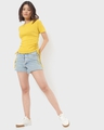 Shop Women's Yellow Size gather Slim Fit Top-Full
