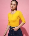 Shop Women's Yellow Slim Fit T-shirt-Full