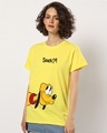 Shop Women's Yellow Snack Graphic Printed Boyfriend T-shirt-Front