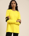 Shop Women's Yellow Solid Oversized T-shirt-Front