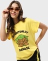 Shop Women's Yellow Spiritually Savage Graphic Printed Boyfriend T-shirt-Front
