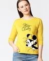 Shop Women's  Yellow Stay Classy Minnie (DL) Slim Fit T-shirt-Front