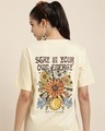 Shop Women's Yellow Stay in your Energy Typography Oversized T-shirt-Front