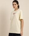 Shop Women's Yellow Stay in your Energy Typography Oversized T-shirt-Full