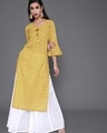 Shop Women's Yellow Striped Kurta-Front