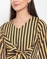 Shop Women's Yellow Striped Puff Sleeve Crepe Cinched Waist Top-Full