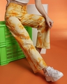 Shop Women's Yellow Tie & Dye Flared Jeans-Front