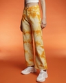Shop Women's Yellow Tie & Dye Flared Jeans-Design