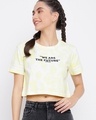 Shop Women's Yellow Tie & Dye Crop T-shirt-Front