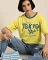 Shop Women's Yellow Tokyo Typography Oversized T-shirt