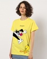 Shop Women's Yellow Tweety Chase Graphic Printed Boyfriend T-shirt-Front