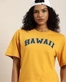 Shop Women's Yellow Typographic Oversized T-shirt-Front