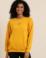 Shop Women's Yellow Typography Oversized Sweatshirt-Front