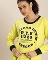 Shop Women's Yellow Typography Oversized Sweatshirt-Front