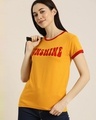 Shop Women's Yellow Typography T-shirt-Front