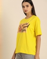 Shop Women's Yellow Typography T-shirt-Design
