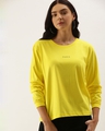 Shop Women's Yellow Typography T-shirt-Front