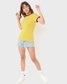 Shop Women's Yellow Varsity Half Sleeve Round Neck T-shirt-Full