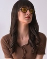 Shop Women's Yellow Square Polarised Lens Sunglasses-Front
