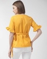 Shop Women's Yellow & White Polka Dot Printed Wrap Top-Design