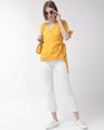 Shop Women's Yellow & White Polka Dot Printed Wrap Top-Full