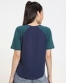 Shop Women'sBlue Half Sleeves Round Neck Contrast T-Shirt-Design