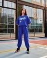 Shop Women's Blue Snoopy Football Graphic Printed Oversized T-shirt-Design