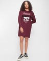 Shop Women's Plum Red Snoopy Illusion Graphic Printed Oversized Dress-Design