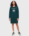 Shop Women's Teal Green Snoopy Illusion Graphic Printed Oversized Dress-Design