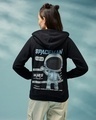 Shop Women's Black Spaceman Graphic Printed Sweatshirt-Front