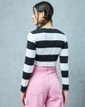 Shop Women's White & Black Striped Slim Fit Zipper Short Top-Design