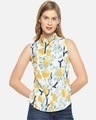 Shop Women Stylish Floral Design Sleeveless Casual Top-Front