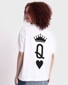 Shop Women's White The Queen Graphic Printed Oversized T-shirt-Front