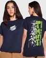Shop Women's Blue Turtle Power Graphic Printed Boyfriend T-shirt-Front