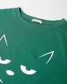 Shop Women's Green Whatever Cat Graphic Printed Relaxed Fit Short Top