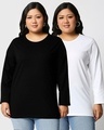 Shop Pack of 2 Women's Black & White Plus Size T-shirt-Front