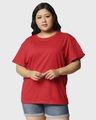 Shop Pack of 2 Women's White & Red Plus Size Boyfriend T-shirt-Design