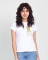 Shop Women's White Cute Tweety Pocket (LTL) Graphic Printed Slim Fit T-shirt-Front