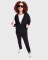 Shop Women's Black Who Needs People Typography Oversized Zipper Hoodie-Design