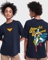 Shop Women's Blue Wonder Woman Graphic Printed Oversized T-shirt-Front