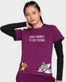 Shop Women's Purple Worst Enemies (TJL) Graphic Printed T-shirt-Front